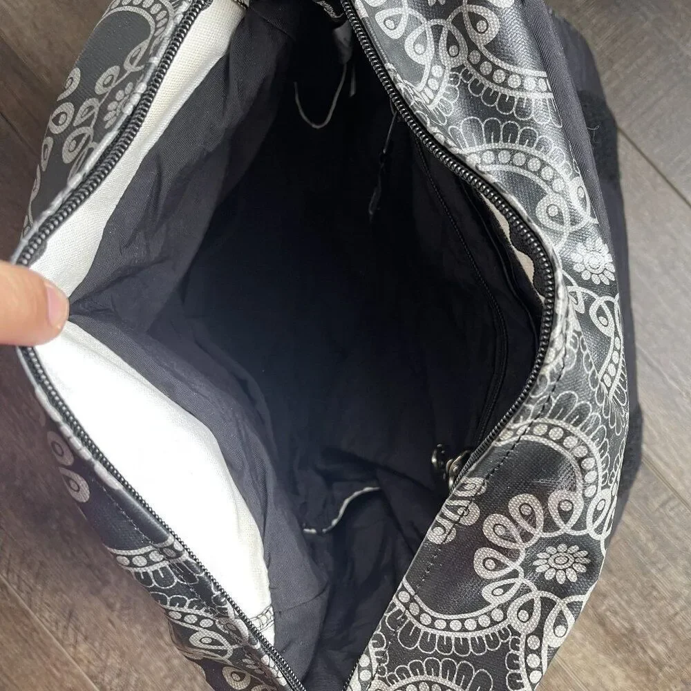 Petunia Pickle Bottom Diaper Bag Backpack Gray & Black, fold out changing